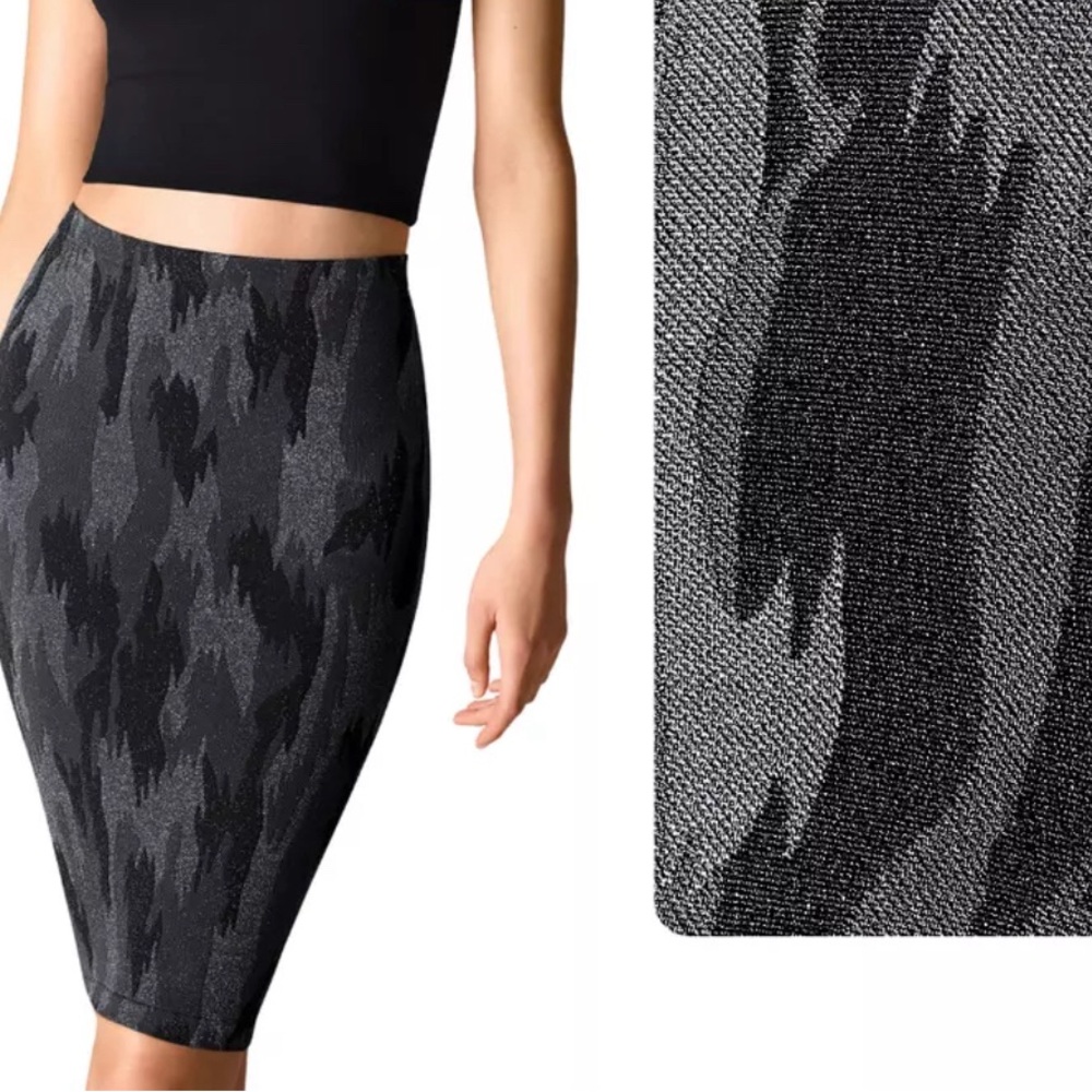 NWT WOLFORD AUSTRIA🇦🇹MADE Camouflage Skirt Dark Grey Silver Skirt Glitter XS